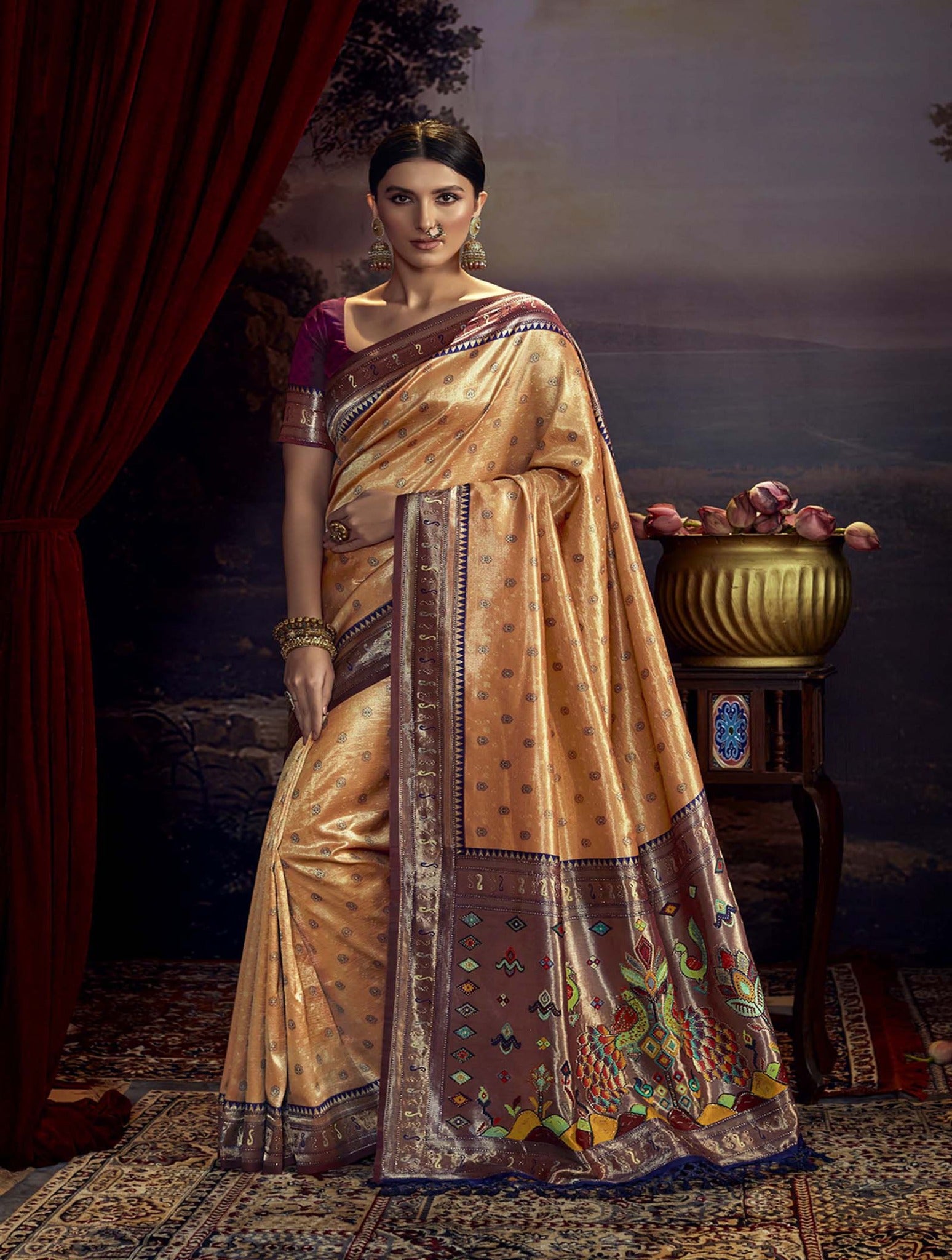 Green Woven Traditional Paithani Silk Saree – zarikaariindia.com