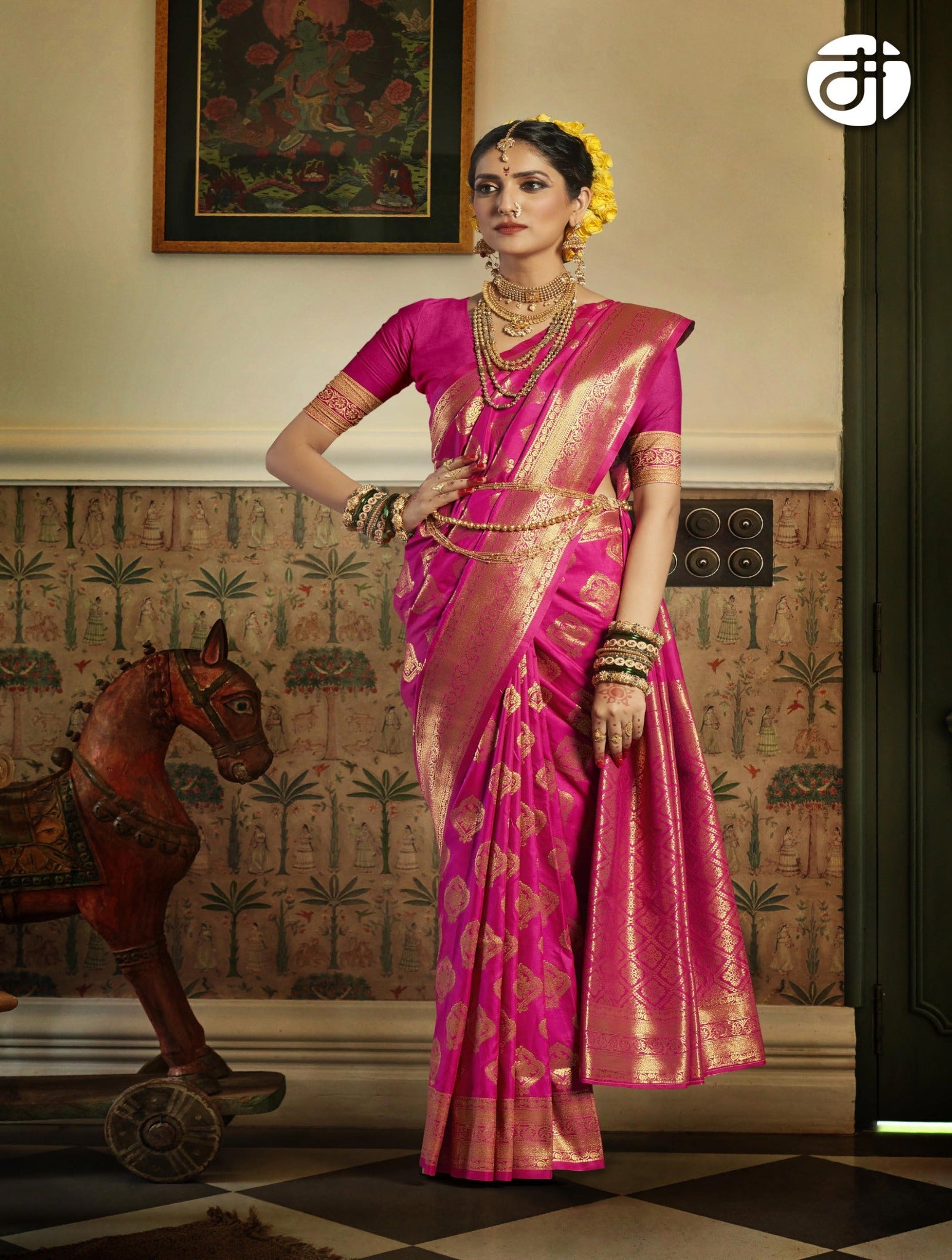 Semi Bandhani Silk Saree (adi78620)