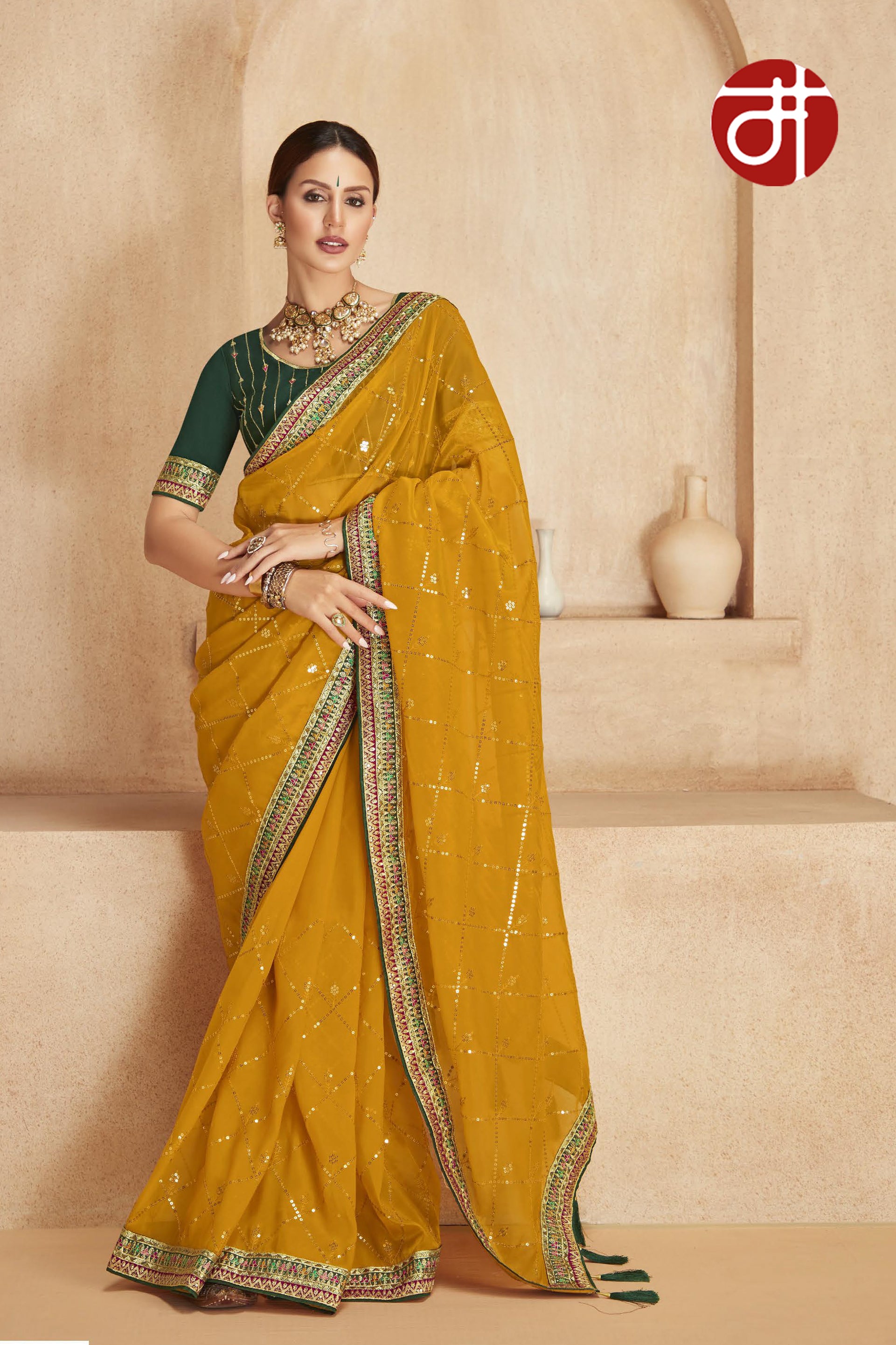 Haldi Function Wear Banarasi Silk Saree | Wedding Shaadi Party Dress