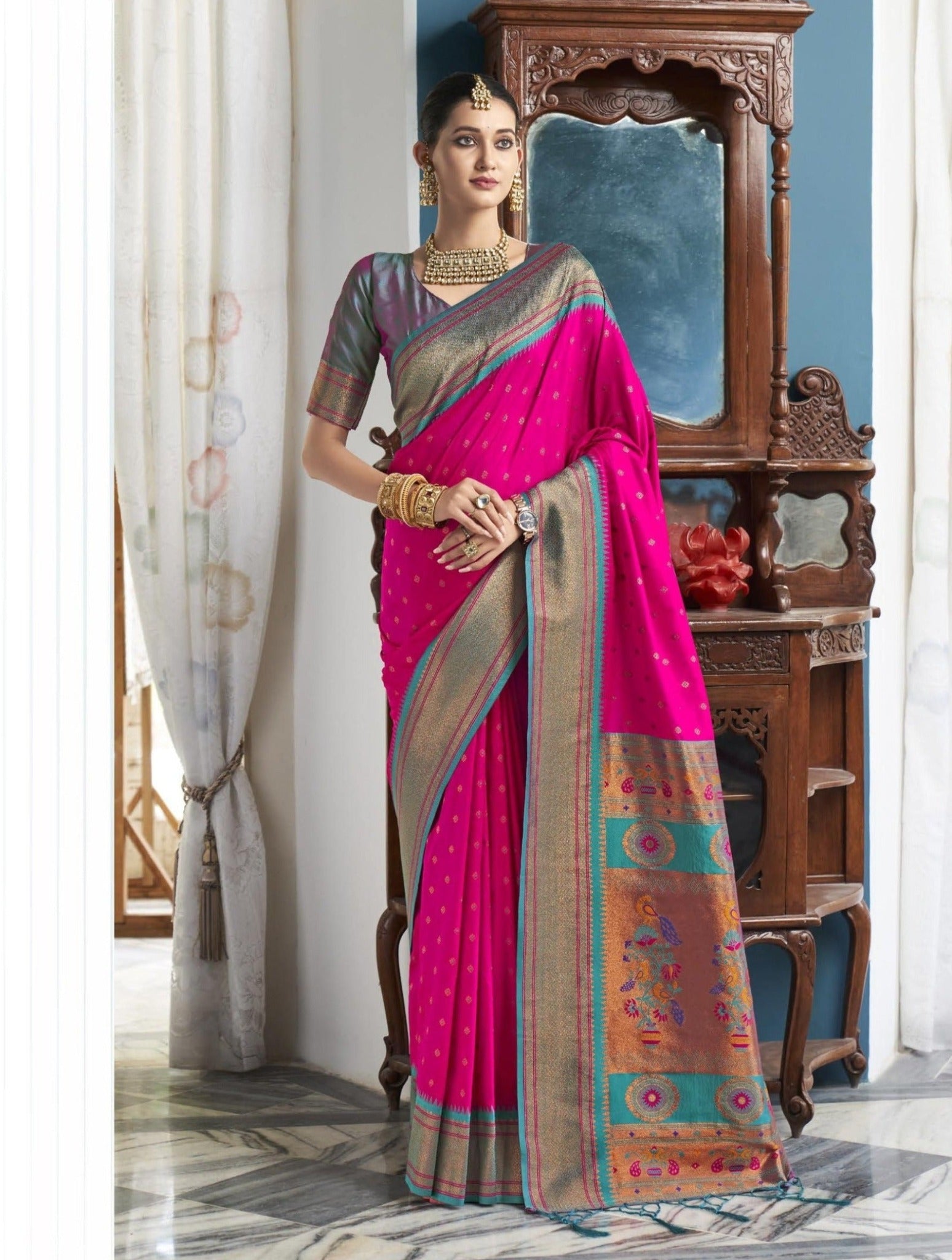 Buy Candy Red Tussar Silk Saree online-Karagiri – Karagiri Global